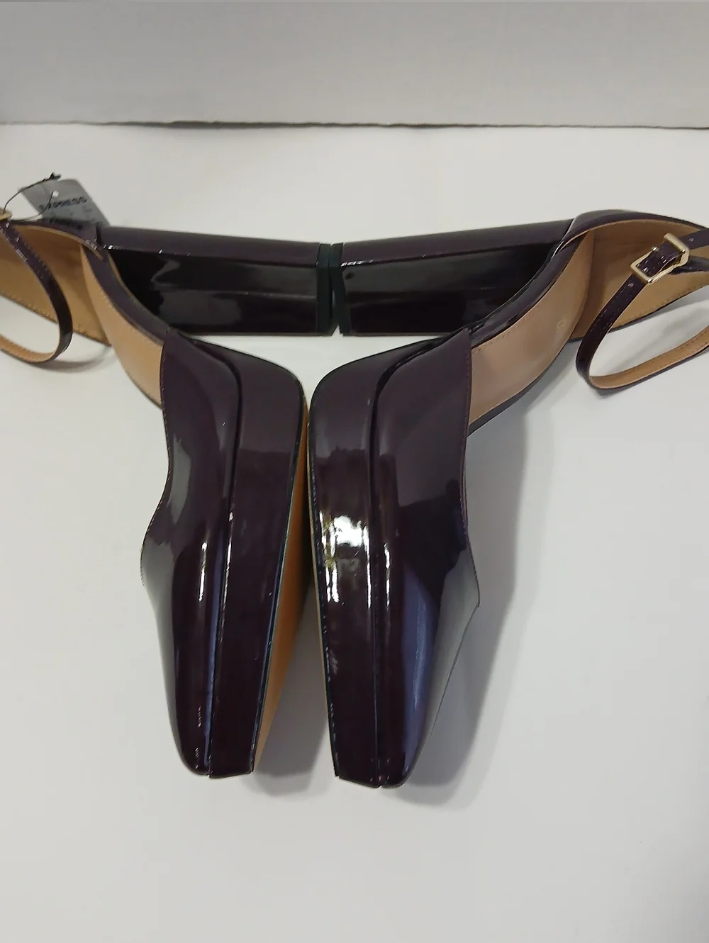 Express Patent Ankle-Strap Platform Pumps in Dark‎ Plum